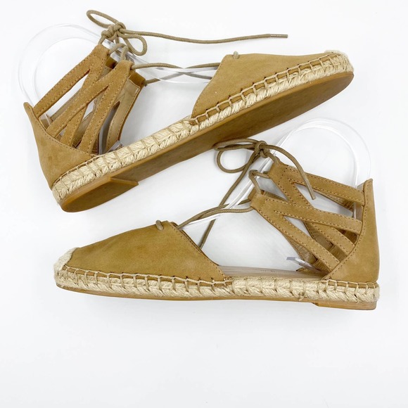 Sage & Simple Nude Tan Lace Up Espadrille Flats 6 Medium - Picture 9 of 10